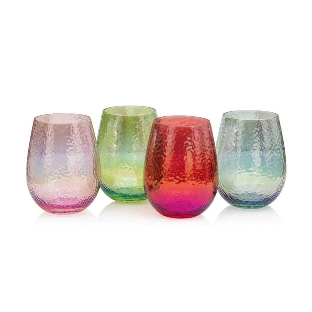 Handblown Red Colored Stemless Wine Glass